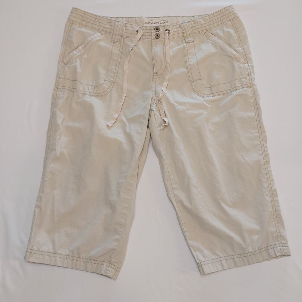 Women’s Jrs Sz 11/12 Aeropostale Long Bermuda Crop Knee Length White Shorts Y2K